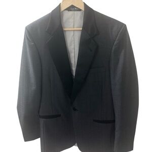 Lord West Men’s Black Formal Tuxedo Jacket Size 38L Satin Lapel Vented 100% Wool